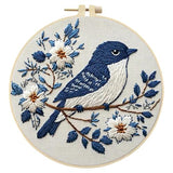 jinglinhh Embroidery Starter Kit Tit Bird Flowers for Adult Beginners, DIY Stamped Cross Stitch Kit Kit with Hoops, Threads & Embroidery Cloth, Needlework Craft Gift for Women