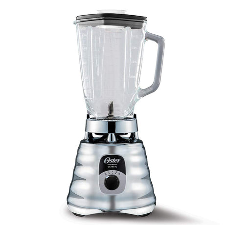 Oster Original 3 Speed Chrome Blender, 6 Times more Durable Motor, 10 Times Stronger, 5 Cup Glass Jar Oster