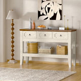 IDEALHOUSE 47in Long Console Table, Farmhouse Narrow Entryway Sofa Table with Drawers and Bottom Shel for Living Room Entrance Foyer, Rustic White IDEALHOUSE