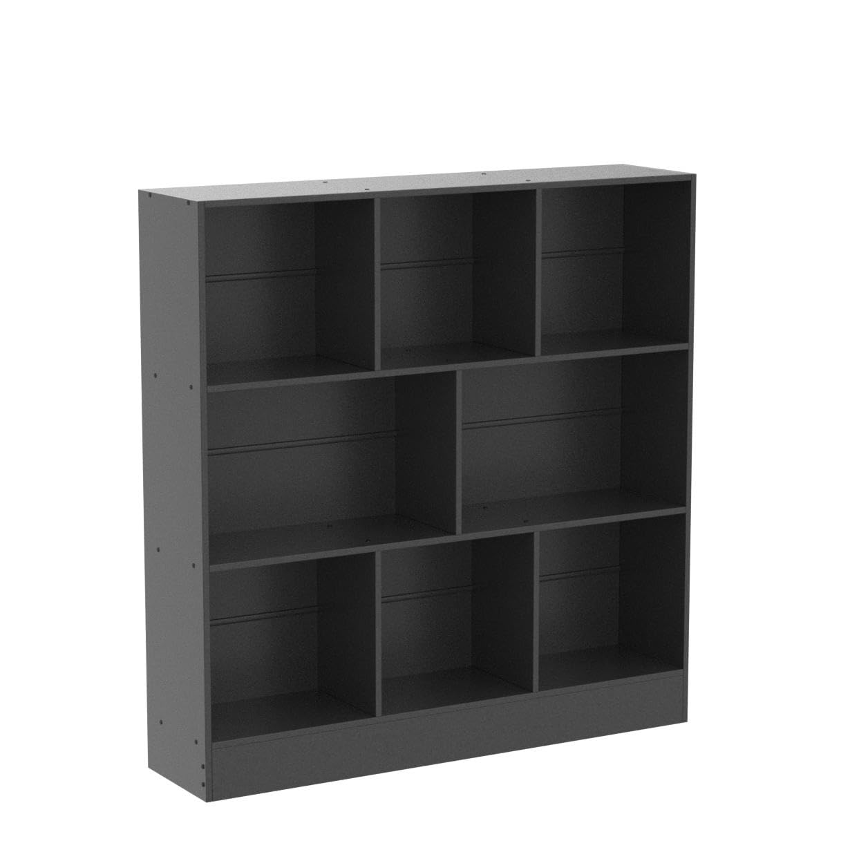 YAHARBO Modern Black 3-Tier Wide Bookshelf with 8 Cubes for Versatile Storage and Display