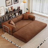 Ball & Cast 78.8" No-Assembly Compressed Sofa Bed, Convertible Floor Futon Couch with Pillow Backrest & Armrest, Boneless Modular Sleeper Sofa in Corduroy for Living Room Bedroom, Brown Ball & Cast