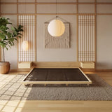 homary Japanese Style Bed Frame, 5.9" Low Profile Tatami Platform Bed Frame with Carbon Steel Slats & Wood-Finished Metal Floor Frame, No Box Spring Needed, Fits King Mattress homary