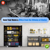 Yeeoy Wide & Deep Metal Garage Storage Cabinet with Pegboard & Adjustable Shelves, Lockable Storage Cabinet with Wheels, Tool Organization Cabinets for Office Garage Shop, 43''W x 22''D x 72''H Yeeoy