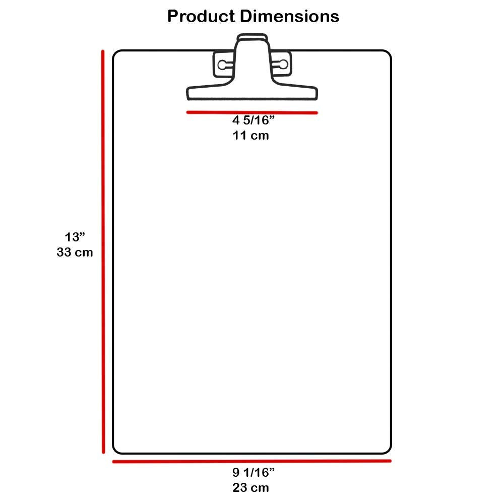 Acrimet White Clipboard Letter Size A4 (13” x 9 1/16”) Premium Metal Clip (Hardboard) (Silver Clip) (6 Pack) Acrimet