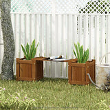 Furinno Tioman Hardwood Mini Outdoor Planter Box with Bench for Garden Plant Furinno