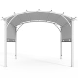 EAGLE PEAK 11.4x11.4 Outdoor Pergola with Retractable Textilene Sun Shade Top, Wood Looking Steel Frame Arch Patio Pergola, Gry EAGLE PEAK
