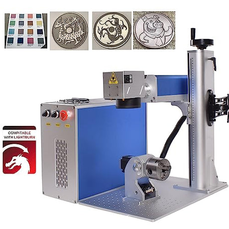Ovsuqu Fiber Laser Engraver JPT MOPA 60W E2 Fiber Marking Machine with 80mm Rotary Axis Metal Laser Engraving Machine 200x200mm+300x300mm for Metal(JPT MOPA 60W E2) Ovsuqu