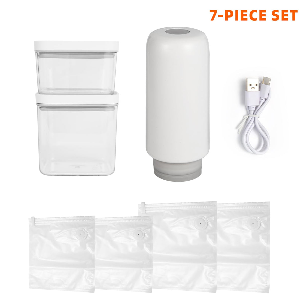 2025 New Handheld Vacuum Sealer for Food storage, Sous Vide and Meal Prep. 1 vacuum machine 2 compact containers and 4 reusable bags, 7-piece Set. Extending freshness up to 5 times longer MolaMolamoy