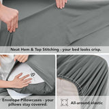 Deconovo Queen Sheet Set–4Piece Brushed Microfiber Bedding with Deep 16 inch Pocket,Soft & Durable Sheets,All‑Around Elastic Fitted,Machine Washable–1 Flat,1 Fitted,2 Pillowcases,Grey Deconovo
