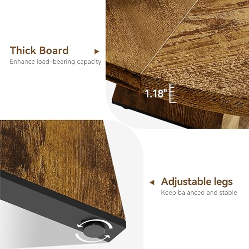 IDEALHOUSE 47" Round Dining Table Set for 4 to 6, Farmhouse Kitchen Table with Wooden Top and Pedestal Base, Circle Dinner Table for Dining Room, Kitchen Room - Rustic (No Chairs) IDEALHOUSE