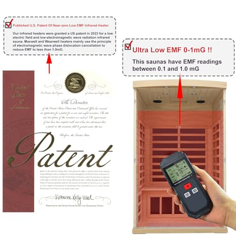 LTCCDSS 2 Person Ultra Low EMF（0-1mG）Infrared Sauna, Hemlock Wooden Far Infrared Sauna for Home with 8 Heaters, 2* Bluetooth Speakers, Reading Lamps, Outdoor Lamps, 3 Chromotherapy Lamps Indoor Sauna LTCCDSS