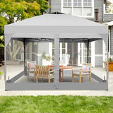 GDY 10x10FT Pop Up Canopy Tent with One Push Setup, Easy Setup Gazebo with 4 PVC Transparent Sidewalls for Events, Parties, Camping, White. GDY