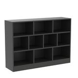 Cozy Castle Black Bookshelf, 3-Tier Open Shelf Bookcase, 10 Cube Storage Organizer with Anti-Tilt Device, Freestanding Horizontal Bookshelf Cube Shelf for Bedroom, Living Room, Office Cozy Castle