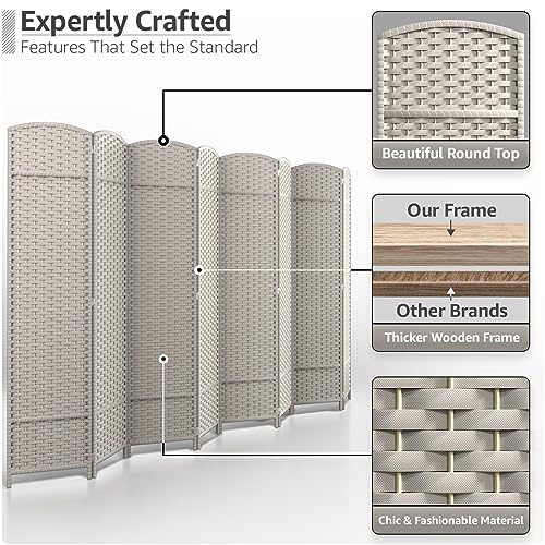 Sorbus 8 Panel Room Divider 6 ft. Tall - Privacy Screen, Extra Wide Double Hinged Panels, Mesh Hand-Woven Design, Partition Room Dividers and Folding Privacy Screens, Wall Divider for Room Separation Sorbus