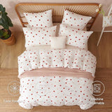 Bildenly Heart Comforter Set Full Size 3 Pieces Red Pink Heart Comforter Bedding Set for Girls Kids Cute Love Hearts Bed in A Bag Bedding with 2 Pillowcases for All Seasons Bildenly