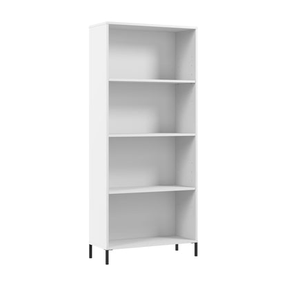 Essence 4 Shelf Bookcase in White by Bush Furniture | Versatile Storage for Home and Office - WoodArtSupply