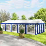 Outsunny 16.5' x 33' Party Tent, Heavy Duty Large Outdoor Canopy Tent Shelter with Removable Sidewalls, 10 Windows and 2 Doors, Tents for Parties, Wedding, Events, BBQ Grill, White and Blue Outsunny