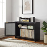 Crosley Furniture Kenji Media Console, Record Player Stand with Vinyl Storage, Modern Home Organizer, Black Crosley Furniture