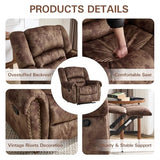 CANMOV Manual Recliner Chair, Classic and Traditional Fabric Recliner Chair with Comfortable Arms and Back Single Sofa for Living Room, Chocolate Brown