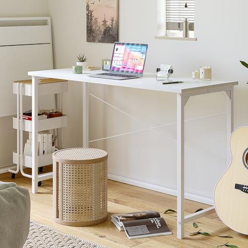 Cubiker Computer Desk, 47 inch Small Home Office Desk for Small Spaces, Modern Simple Style for Home, Office, Warm White Cubiker