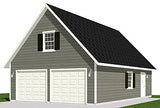 Behm Design 2 Car Garage Plans with Loft - 1224-1 - 24' x 34' - Complete Professional Grade Building Plans