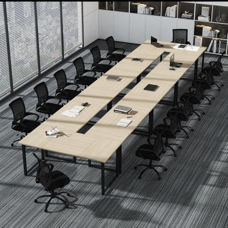 Bonzy Home 6FT Conference Table, 71" L x 32" W x 30" H Long Rectangle Meeting Table, Modern Seminar Table with Super Sturdy Metal Frame for Office, Natural Bonzy Home