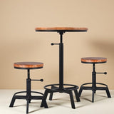 BOKKOLIK Farmhouse Bar Table 30-35.4inch Height Adjustable Rustic Bistro Pub Table for Kitchen Coffee House Vintage Cocktail Table Swivel Wooden Top BOKKOLIK