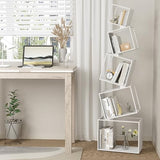 Vonkinka Geometric Book Shelf 5 Tier, White Metal Bookshelf 67 Inch, Mordern Narrow Bookcase, Skinny Corner Bookshelves for Bedroom, Living Room, Office, Home Decor Vonkinka