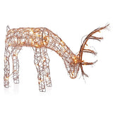 Alpine Corporation 24"H Outdoor Rattan Grazing Reindeer Lawn Decoration with White Lights , Christmas Decoration Alpine Corporation