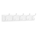 SONGMICS Wall-Mounted Coat Rack, Hook Rack, 5 Dual Metal Hooks, for Coats, Bags, Keys, in The Entryway, Bedroom, Living Room, White ULHR235W01 SONGMICS