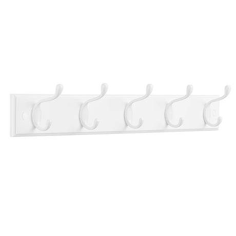 SONGMICS Wall-Mounted Coat Rack, Hook Rack, 5 Dual Metal Hooks, for Coats, Bags, Keys, in The Entryway, Bedroom, Living Room, White ULHR235W01 SONGMICS