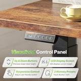 Huuger L Shaped Standing Desk with Power Outlets, 63 x 55 Inch Height Adjustable Computer Desk for Bedroom, Corner Stand up Desk for Home and Office, Work and Study, Rustic Brown Huuger