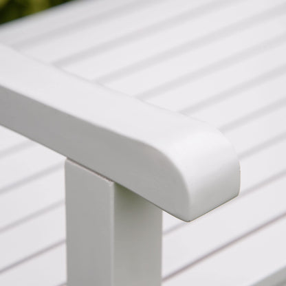 Outsunny White Rustic Wooden Garden Bench for Two with Backrest and Armrests - WoodArtSupply