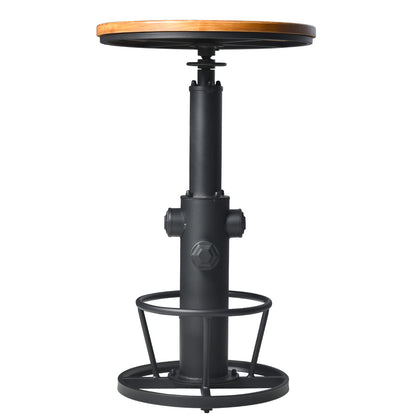 BOKKOLIK Industrial Vintage Height Adjustable Bistro Table with Wooden Top for Kitchen, Dining Room, and Bar Use - WoodArtSupply