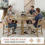 Jocisland Round Solid Wood Dining Table Set for 4, 5-Piece Mid-Century Kitchen & Dining Room Furniture with Padded Chairs, Space-Saving Design, Radial Grain Finish, Easy Assembly Jocisland