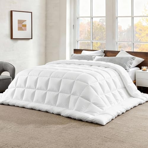 Bedsure Comforter Duvet Insert - Quilted Comforters Oversize Queen Size, All Season Duvet, GentleSoft Down Alternative Bedding, with 8 Tabs, Gifts for Women/Men, White, Oversize Queen 98 x 98 Inches Bedsure