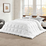 Bedsure Comforter Duvet Insert - Quilted Comforters Oversize Queen Size, All Season Duvet, GentleSoft Down Alternative Bedding, with 8 Tabs, Gifts for Women/Men, White, Oversize Queen 98 x 98 Inches Bedsure