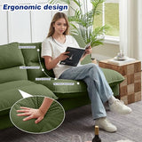 Chireca 72" Futon Sofa Bed, Convertible Futon Couch with Adjustable Backrest, Modern Corduroy Sleeper Sofa for Small Spaces, Living Room, Office, Green Chireca