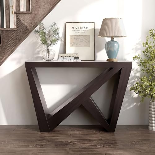 HOMES: Inside + Out Naomi Modern Decorative Accent Console with W-Shaped Legs, Narrow Desk, Wood Entryway Console Table for Living Room, Hallway, Entrance, Small Spaces, Cappuccino HOMES: INSIDE + OUT