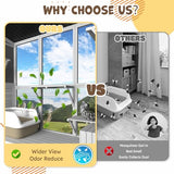 JFHID Catio Outdoor Cat Enclosure with Window Access, Large Window Catio Wood Cat House with 4 Platforms & 3 Doors for Napping & Nature Viewing – All-Weather Pet Cage for Indoor Cats, White JFHID