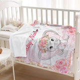 Custom Elephant Baby Blanket for Girls Women Pink Flowers Personalized Blanket with Name Soft Flannel Lightweight Throw Blankets for Bedding Practical Gifts Medium 60×50in for Teen Lokesvararaja