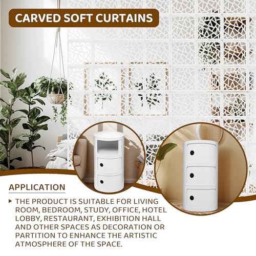 24 Pcs PVC Hanging Room Divider,Flower Carving Pattern Panels,Decorative Wall Screen Panel, Room Divider Partitions Panel Screen for Decorating Bedroom Dining Kitchen Office Studio 29 * 29cm PICKUTS