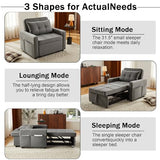 Yosonch Sofa Bed Chair Convertible ，Sleeper Sofa with Pull-Out Bed ，3-in-1 Futon Couch with Reclining Backrest and Side Pocket (Dark Grey, 35.6‘) Yosonch