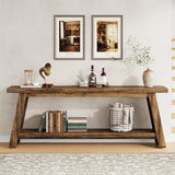 Condemo 70.9" Extra Long Entryway Table, Farmhouse Wood Console Table with Storage, 2-Tier Narrow Sofa Table Behind Couch for Living Room, Hallway, Entrance, Foyer, Rustic Brown Condemo