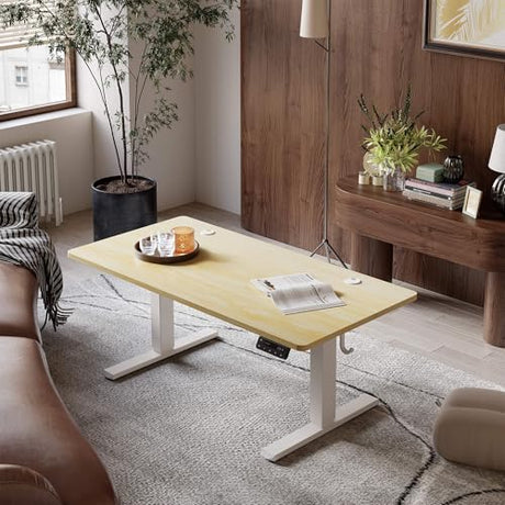 YIHAYO Low Height Adjustable Desk, Lifts 18.1-28.3 Inches, Electric Standing Desk for Short People, 48 x 24 Inches Computer Table with Splice Board for Home Office, Natural YIHAYO