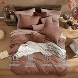Monbix Queen Comforter Set - 7 Pieces Cationic Dyeing Terracotta Bed in a Bag Queen Bedding Sets with Comforter, Sheets, Pillowcases & Shams, Reversible Bedding Comforters Sets Monbix