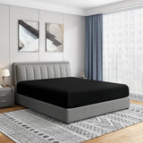 Cathay Home Luxury Wrinkle And Fade Resistant Double Brushed Ultra Soft Microfiber 14-inch Standard Pocket Single Fitted Sheet, Black, Twin Cathay Home