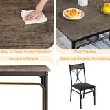 VECELO Dining Table Set for 4, Kitchen Table Set with 4 Chairs for Small Space, Space-Saving and Modern Design, Apartment, Easy to Assemble, Retro Brown VECELO