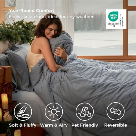 Bedsure Full Size Comforter Set - 7 Pieces Reversible Grey Bedding, Full Size Bed Set for All Seasons, Bed in a Bag with Down Alternative Comforter, Sheets, Pillowcases & Shams Bedsure