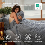Bedsure King Size Comforter Set - 7 Pieces Reversible Grey Bedding, King Size Bed Set for All Seasons, Bed in a Bag with Down Alternative Comforter, Sheets, Pillowcases & Shams Bedsure